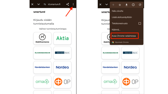SmartumPay-sovelluksen kirjautumisnäkymä mobiililaitteella